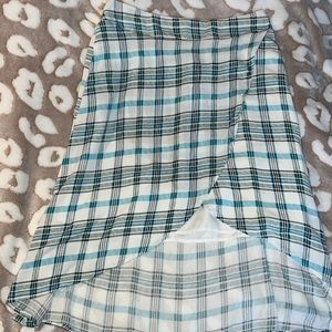 Ana blue plaid wrap skirt